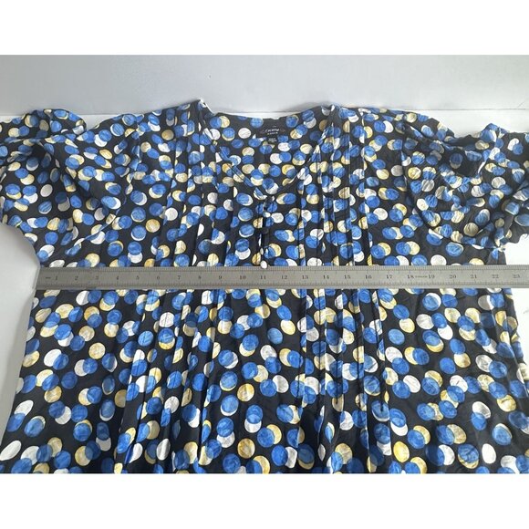 Cocomo Pintuck Popover Top Womens 1X Blk Multi Dots 3/4 Sleeve Flowy Artsy Work - Picture 6 of 8